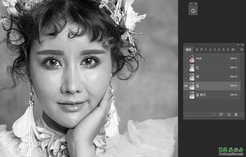 Photoshop给室内欧式美女人像进行磨皮润色，修出牛奶般的皮肤效