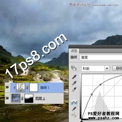 PS合成教程：打造漂亮的野外小溪加瀑布风景效果