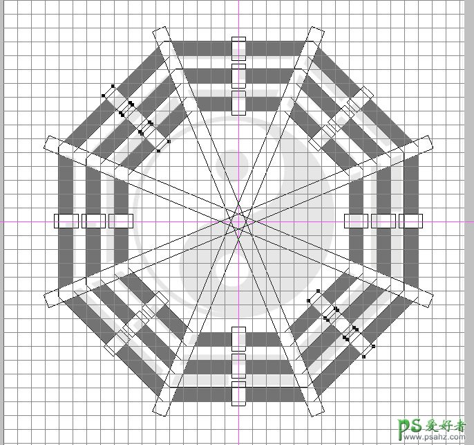 Photoshop手绘失量风格的太极八卦图，建筑风水八卦图，八卦阵图