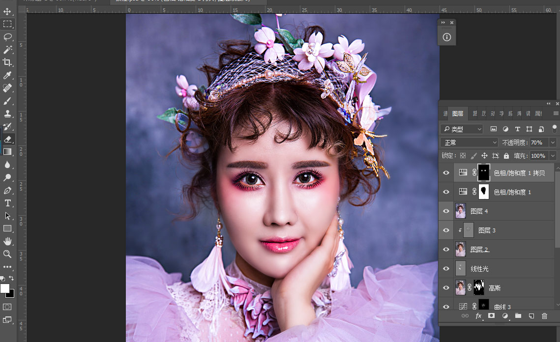 Photoshop给室内欧式美女人像进行磨皮润色，修出牛奶般的皮肤效