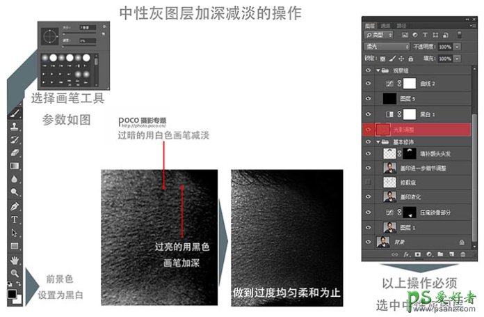 PS新手磨皮教程：详细讲解用中性灰及光影调节给美女人像照片磨皮