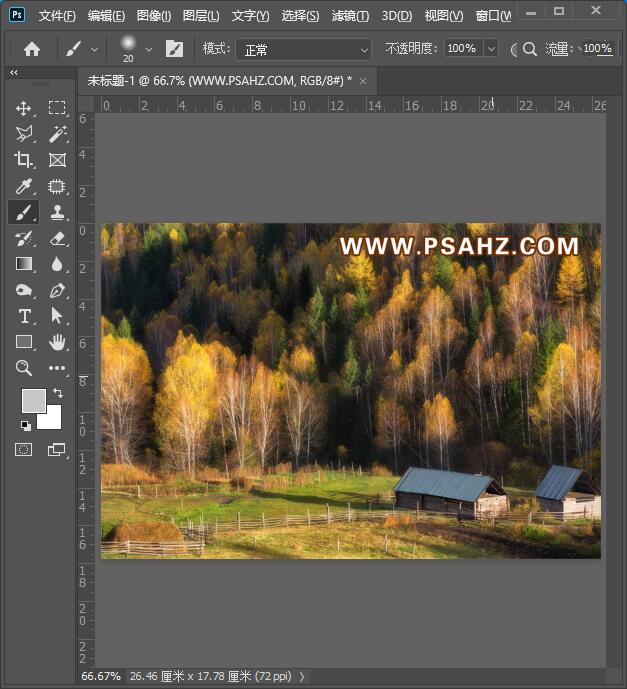 PS滤镜特效教程：学习给普通的大自然风景照片制作成布纹印染效果