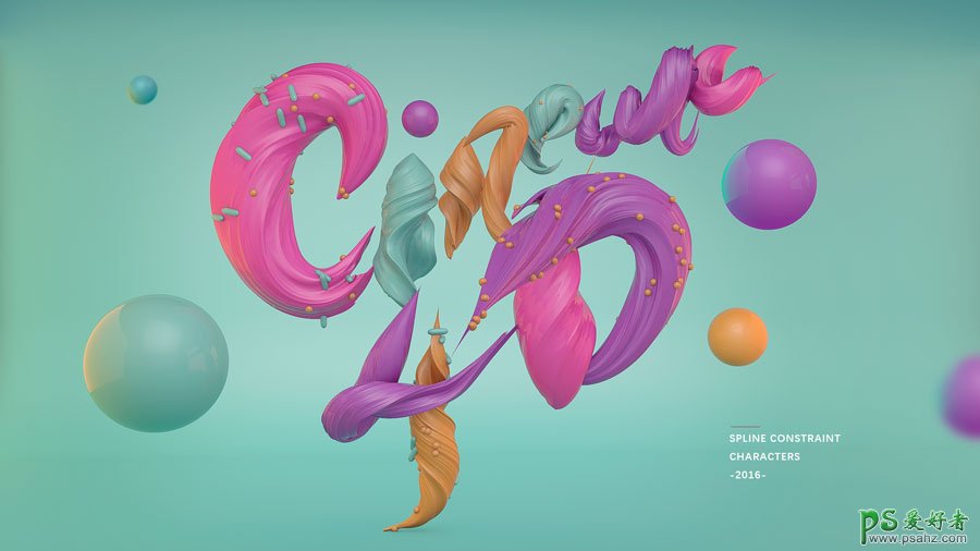 CINEMA 4D文字特效教程：学习用甜美肌理设计炫酷的3D立体字。
