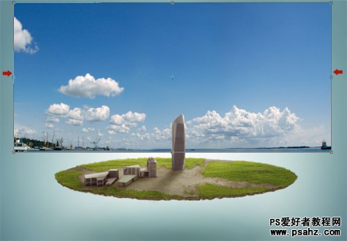 photoshop合成飘浮在空中城市场景特效