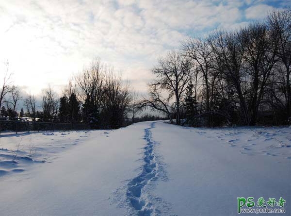 photoshop创意合成雪景中的古城堡游乐园