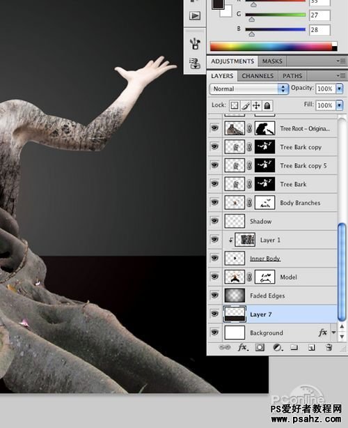 photoshop合成一幅神奇的树人特效教程实例