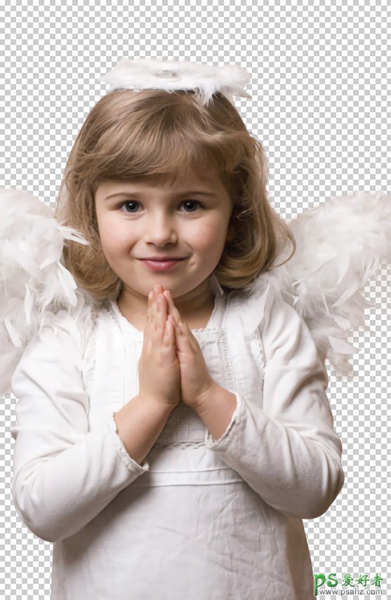 PS人像抠图教程：给可爱的天使小女孩儿照片抠图换背景
