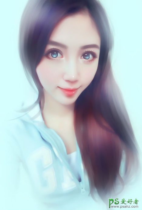 Photoshop把清纯可爱的蛇精脸美女头像照片制作出秀气的仿手绘效