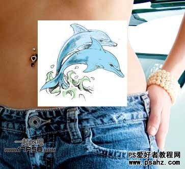 photoshop合成立体感的海豚纹身效果