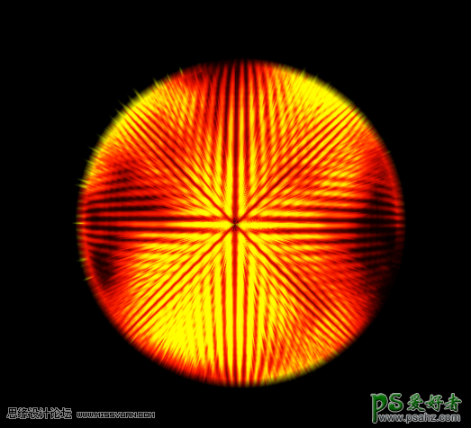PS特效图片制作实例教程：利用滤镜设计燃烧效果的放射球