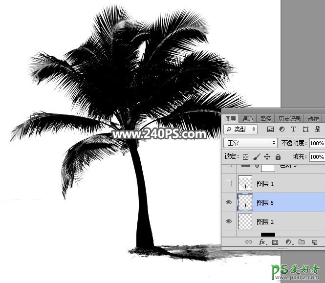 学习PS怎么抠图：利用通道工具快速抠出椰树素材图片。
