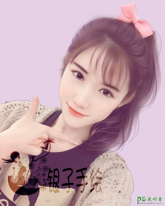 Photoshop结合SAI给清纯可爱的嫩妹妹手机照片制作成粉色仿手绘