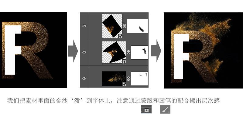 制作金沙溶解喷溅立体文字效果的PS教程