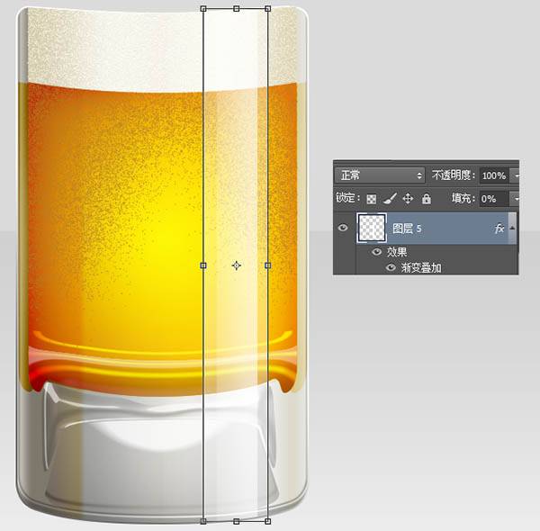 Photoshop制作装满啤酒的玻璃酒杯图片