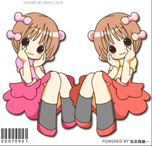 PS鼠绘可爱的双胞胎动漫卡通女孩图片
