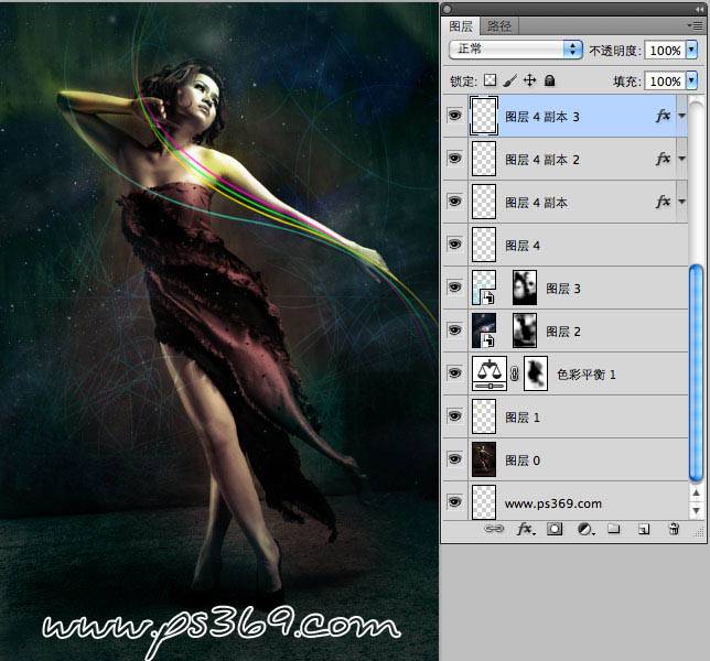 合成绚丽光影特效美女插画图片的PS教程