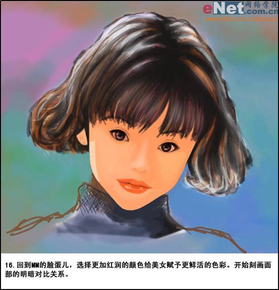 PS怎样鼠绘短发小女孩水彩素描照片