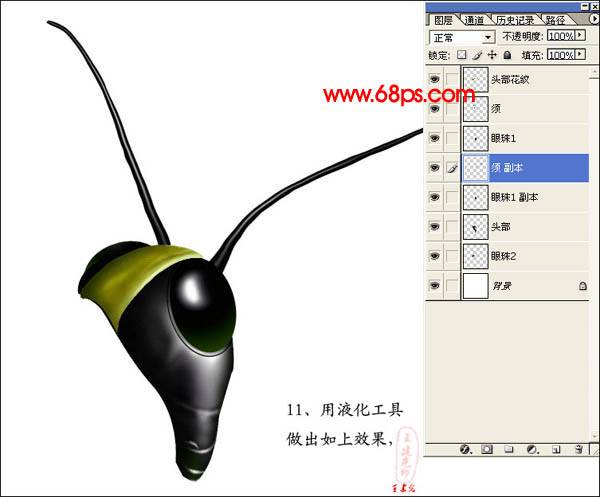 学习鼠绘一只逼真蝗虫的PS教程