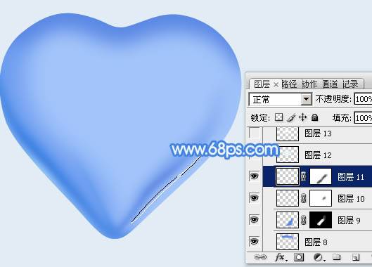 制作立体蓝色水晶心形图案的PS教程