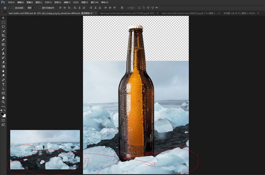 Photoshop合成清凉冰冻啤酒海报图片