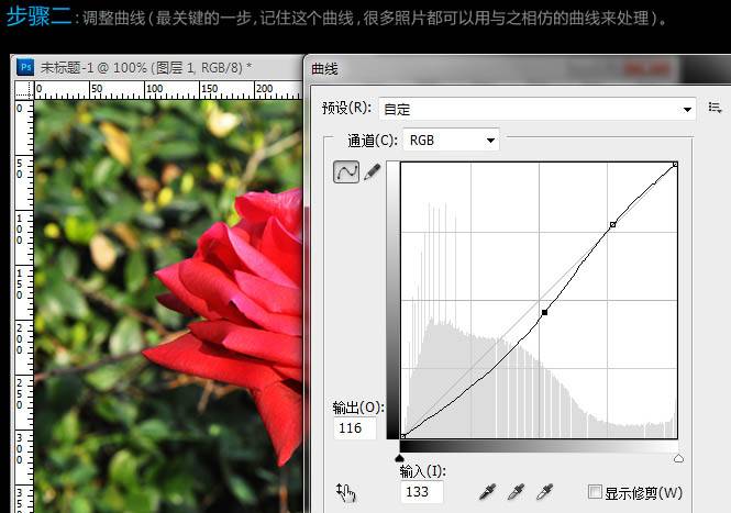 红色玫瑰花照片色彩增强的PS技巧