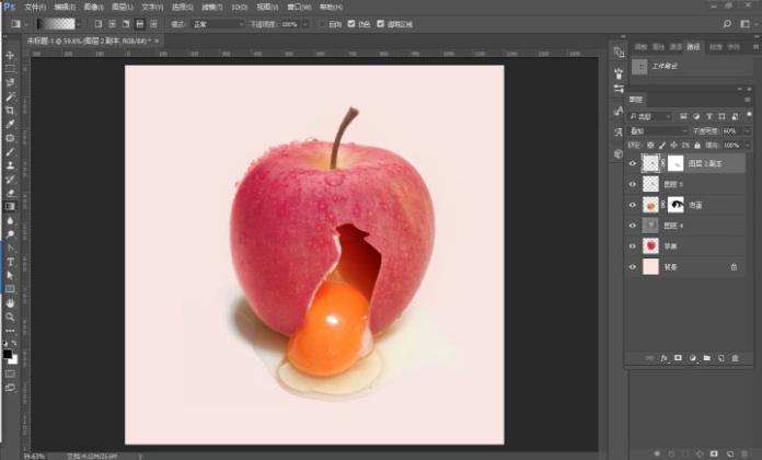 PS合成破壳苹果中流出的创意鸡蛋图片