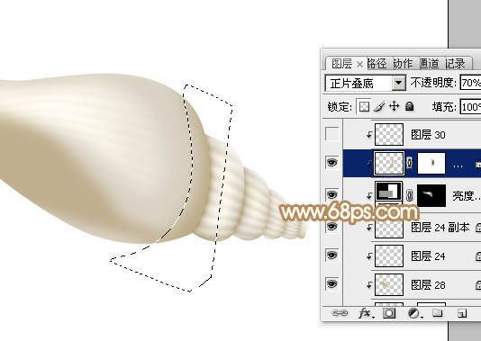 制作淡黄色逼真海螺图片实例的PS教程