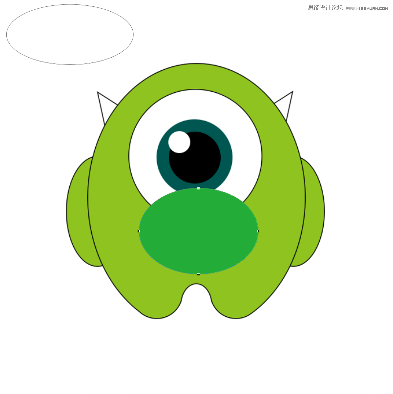 鼠绘绿色独眼卡通小怪兽图片的PS教程