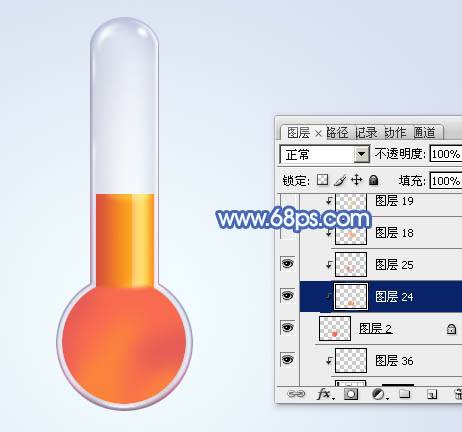 用PS制作一支造型精美的温度计图标