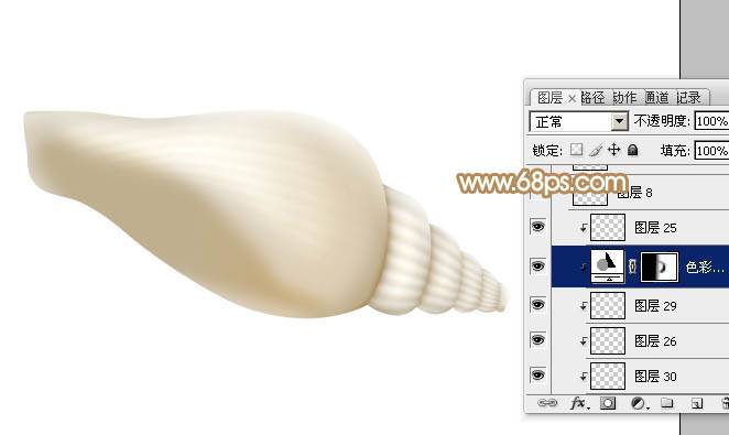 制作淡黄色逼真海螺图片实例的PS教程