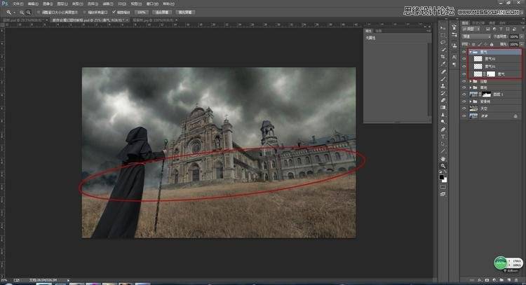 合成暗黑风格恐怖城堡场景图片的PS教程
