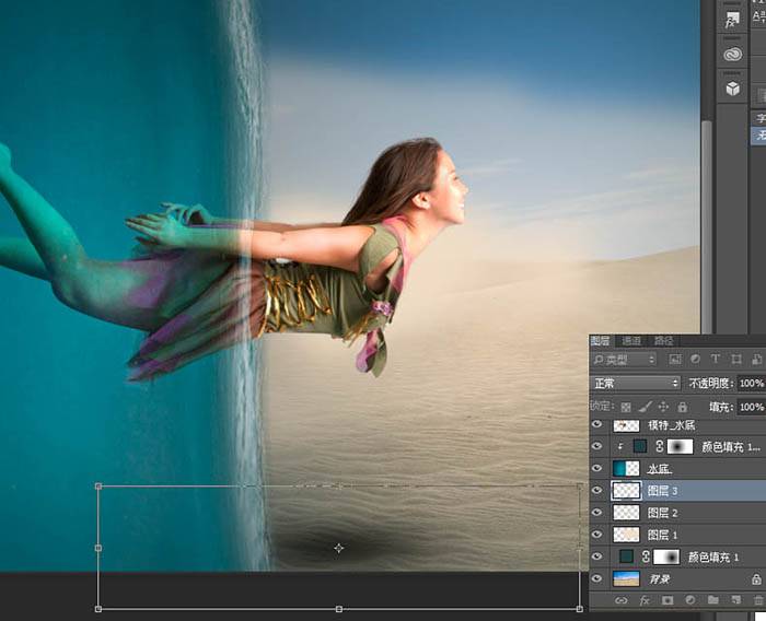 用PS合成水中穿越场景的特效图片