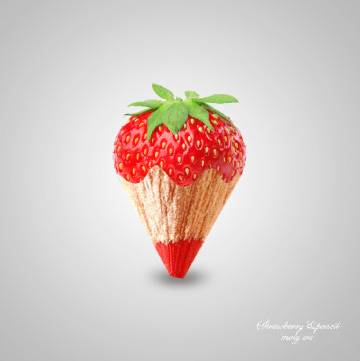 合成趣味草莓铅笔图片效果的PS教程