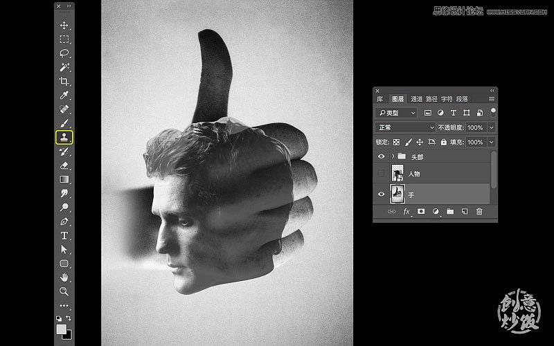 合成创意人像与拇指融合效果的PS教程