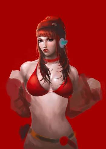 PS鼠绘一位性感的红衣美女图片