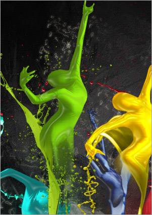 PS合成跳舞造型的彩色油漆人物图案