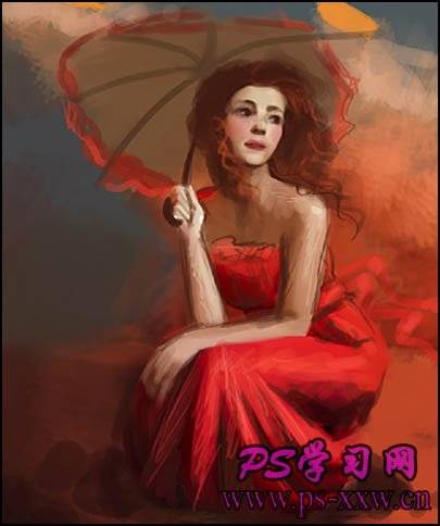 PS鼠绘站在水中的科幻美女照片