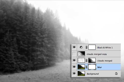 给野外树林照片添加大雾效果的PS技巧