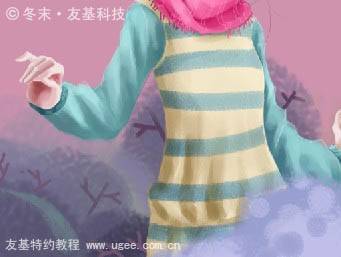 PS鼠绘可爱的卡通女孩照片插画