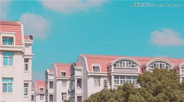 怎样把建筑图片调成甜美糖果色彩的PS方法