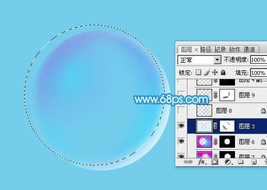 制作浅蓝色透明泡泡实例图片的PS教程