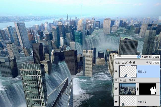 合成洪水侵袭城市照片的PS教程