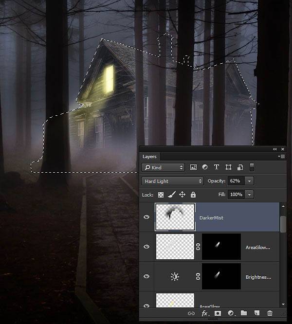 用PS合成幽暗森林中的恐怖房屋图片