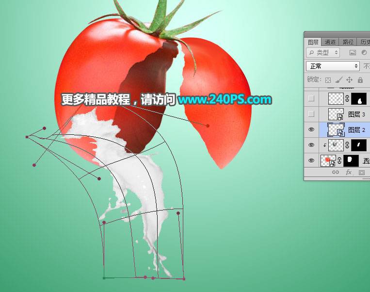 合成创意西红柿裂开流汁图片的PS教程