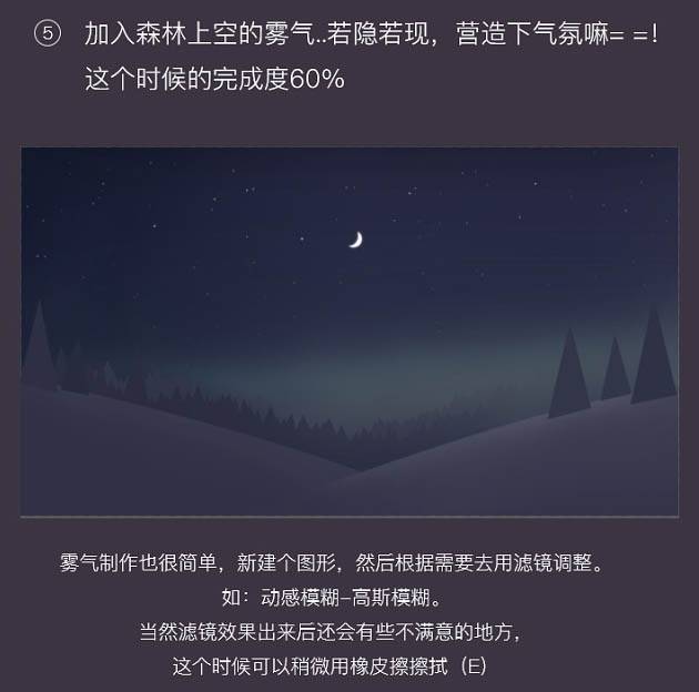 用PS鼠绘唯美月色下的雪山壁纸图片