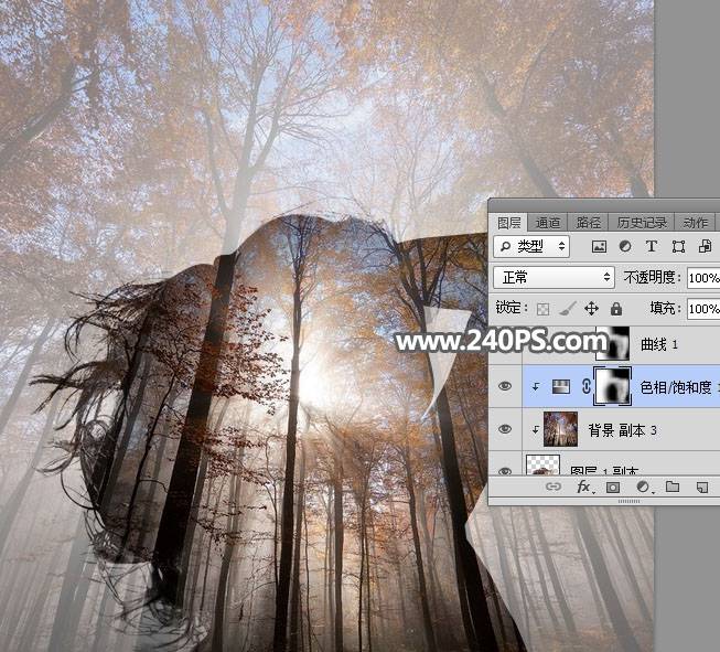 合成创意树林人像二次曝光效果的PS教程