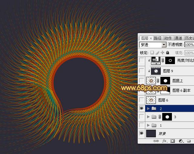 PS制作立体抽象的圆形光束编织图案