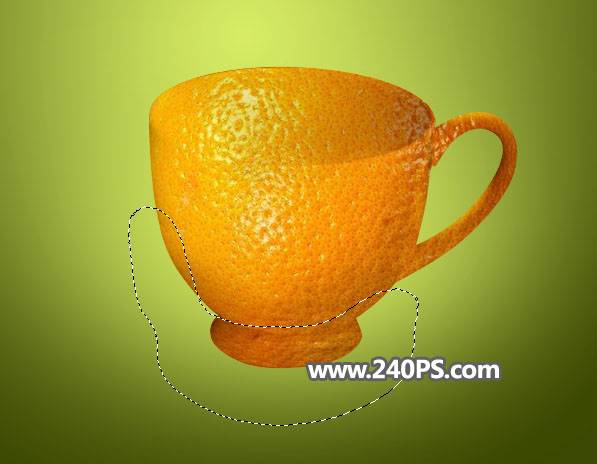 用PS合成冒着热气的创意橙子茶杯图片