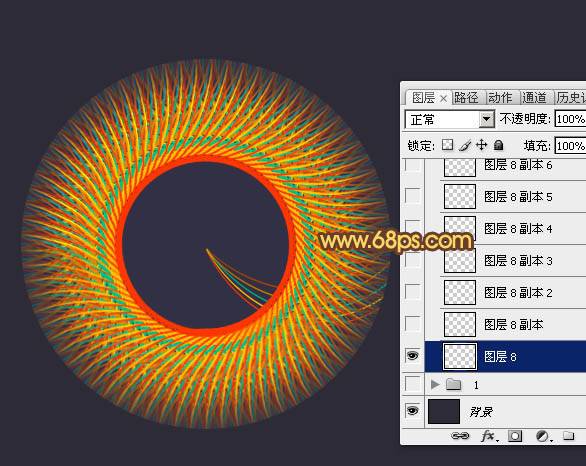 PS制作立体抽象的圆形光束编织图案