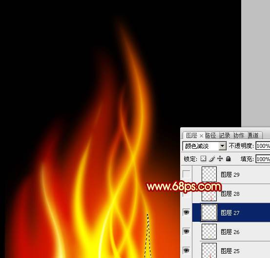 PS制作熊熊燃烧的动感火焰图案教程